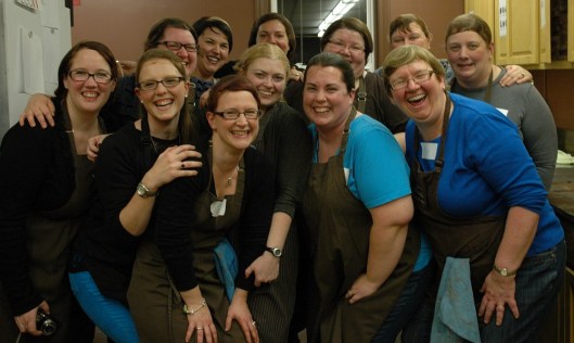 Cathie, Krista, Tina, Norine, me, Lori, Peggy, Heather, Rae Lynn, Marg, Christine, Liz a little overdosed on good chocolate...